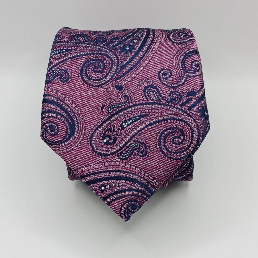 Jos. A. Bank 1905 Mens Silk Necktie Purple Navy Blue Paisley Formal Tie